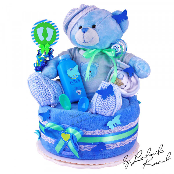 Windeltorte Teddy Bär für Jungen Nr. 1.416 – Ansicht 2