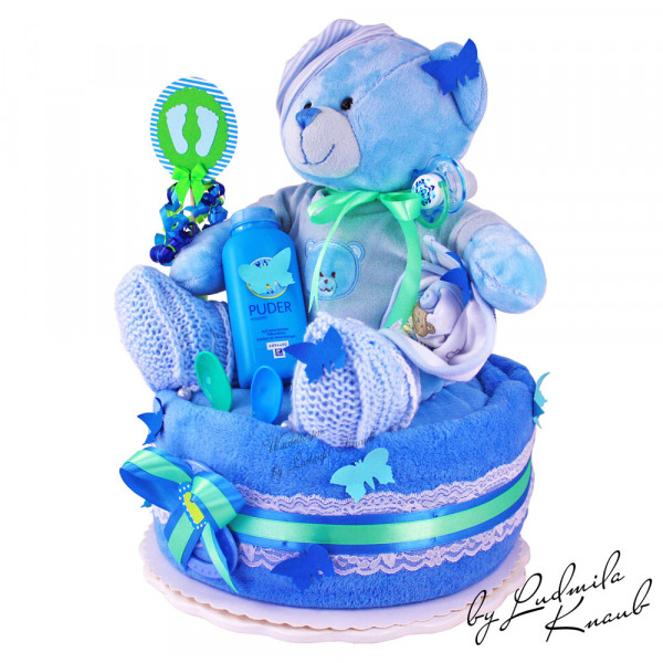 Windeltorte Teddy Bär für Jungen Nr. 1.416 – Ansicht 3