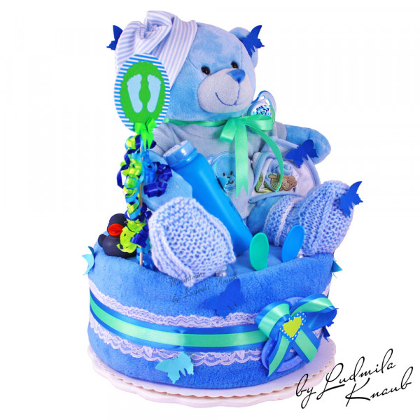 Windeltorte Teddy Bär für Jungen Nr. 1.416 – Ansicht 4