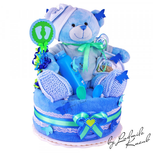 Windeltorte Teddy Bär für Jungen Nr. 1.416 – Ansicht 5