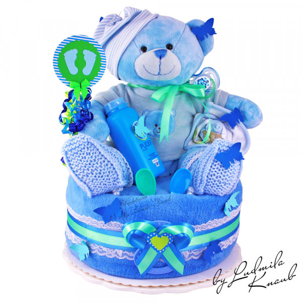 Windeltorte Teddy Bär für Jungen Nr. 1.416 – Ansicht 6