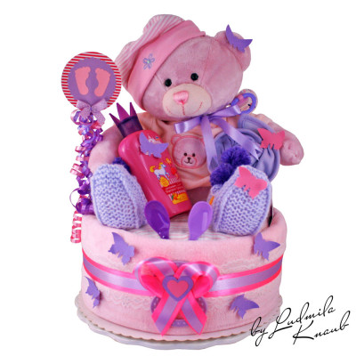 Teddy Bear Diaper Cake for Girls No. 1.417