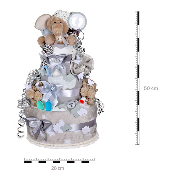Windeltorte Elefant für Jungen Nr. 1.424 – Maße