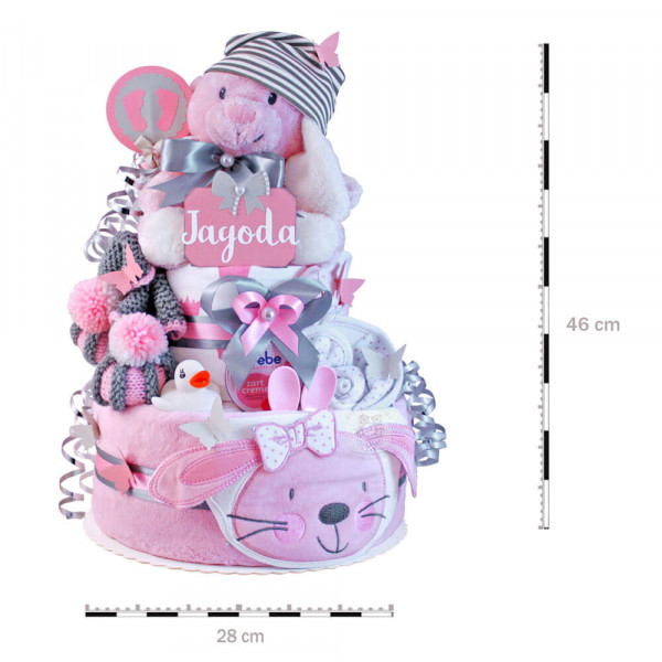 Windeltorte für Mädchen 1.425 – Teddy – Maße