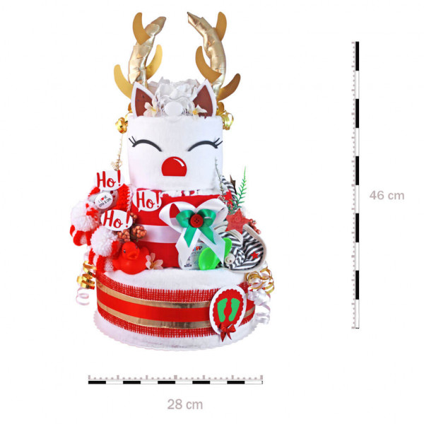 Windeltorte Weihnachten 1.426 Rudolph – Rentier – Maße