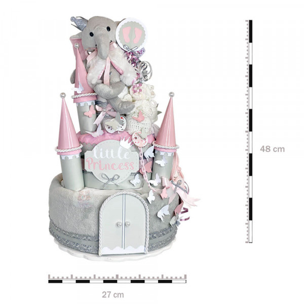 Windeltorte für Mädchen 1.432 Elefant, Windelschloss – Maße