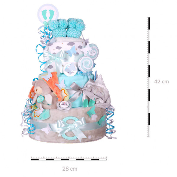 Windeltorte Teddy Bär für Jungen Nr. 1.439 – Maße