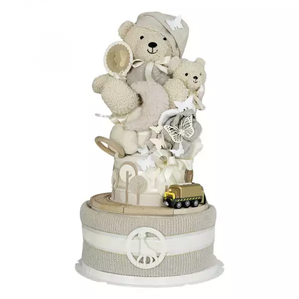 neutrale Windeltorte 1.450 mit Teddybär