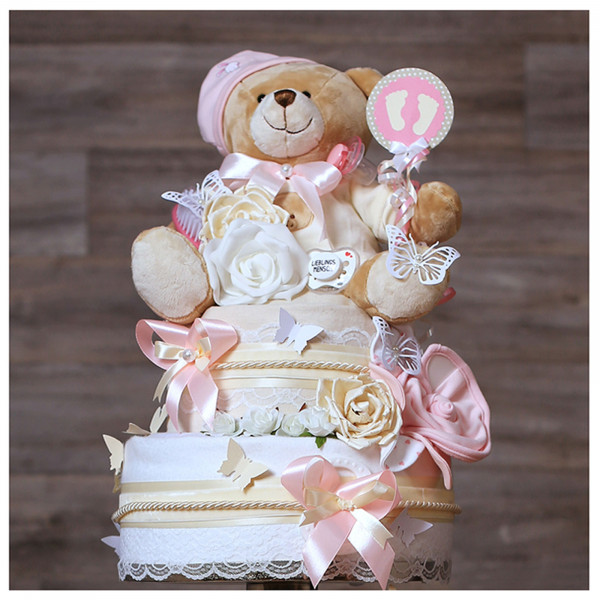 Windeltorte Teddy Bär für Mädchen Nr. 1.702 – Ansicht 3