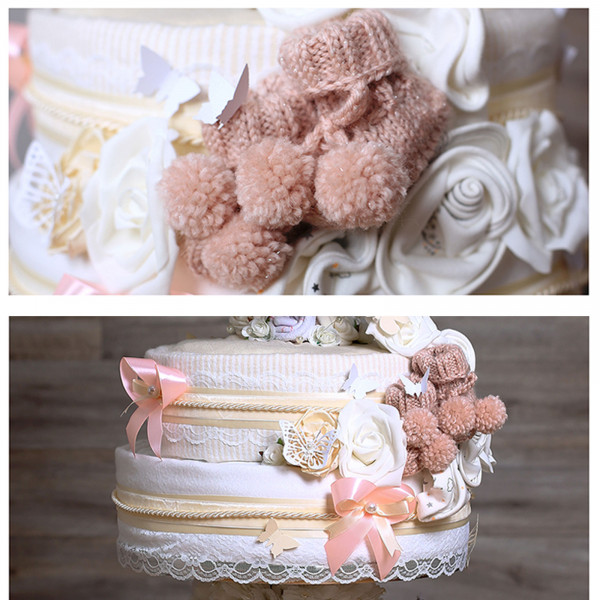 Windeltorte Teddy Bär für Mädchen Nr. 1.702 – Ansicht 5