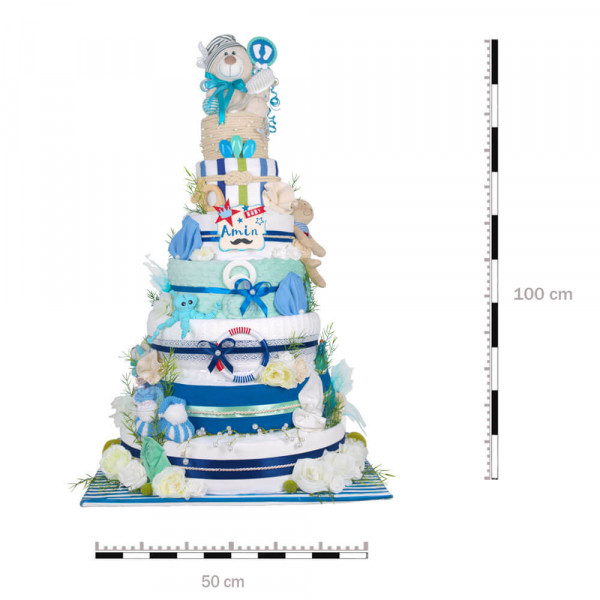 Windeltorte für Jungs 1.704 – Teddy – Maße