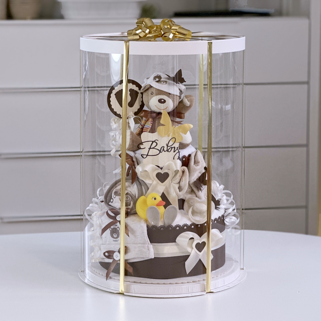 Teddy Bear Diaper Cake Neutral No. 1.102 – Gift box
