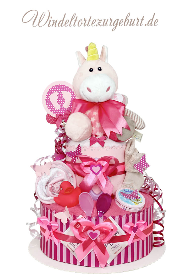 Tarta de pañales unicornio para niñas N.º 1.134