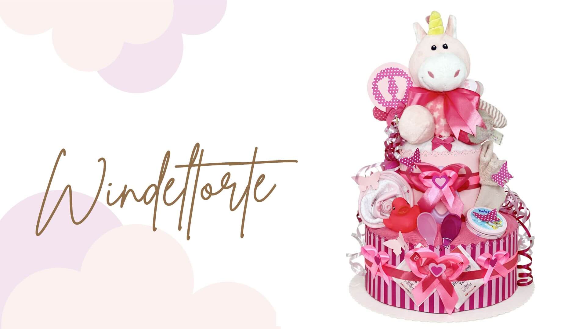 Tarta de pañales unicornio para niñas N.º 1.134