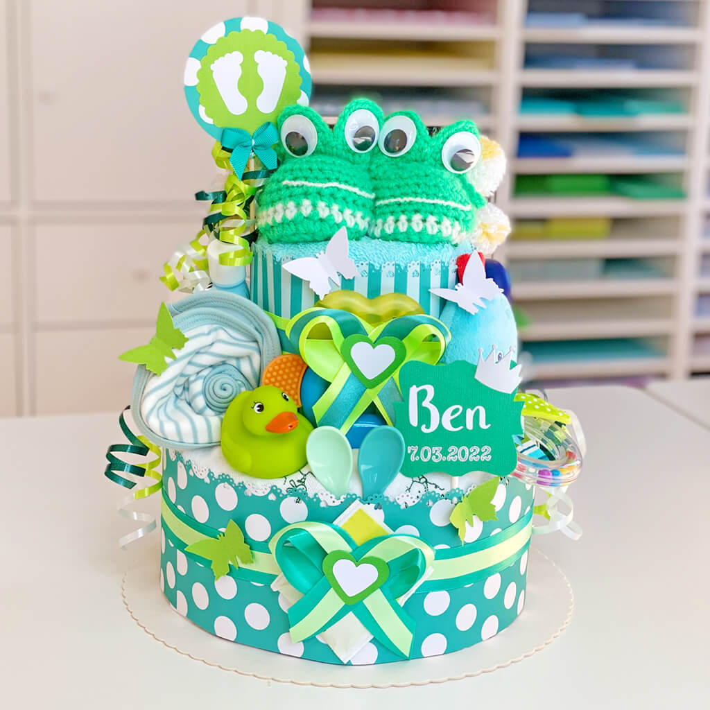 Tarta de pañales rana para niños N.º 1.145