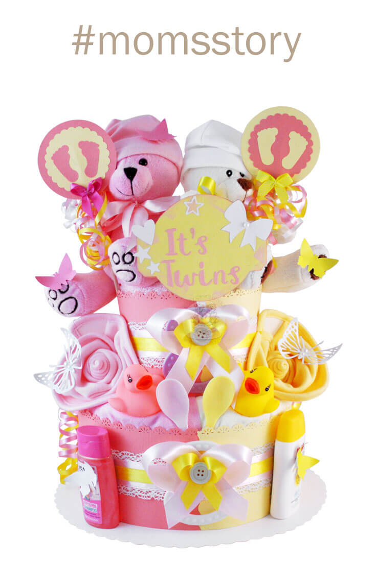 Tarta de pañales Osito Teddy para gemelos N.º 1.159