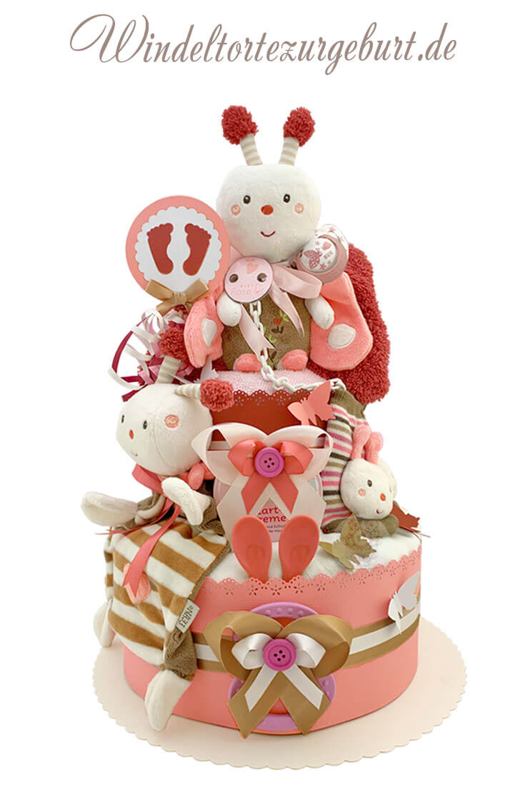 Tarta de pañales para niñas N.º 1.173 Mariposa und Abeja