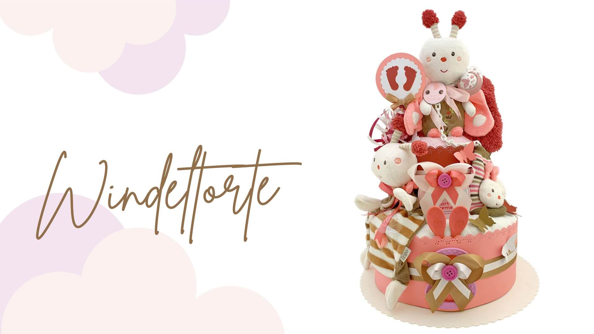 Tarta de pañales para niñas N.º 1.173 Mariposa und Abeja