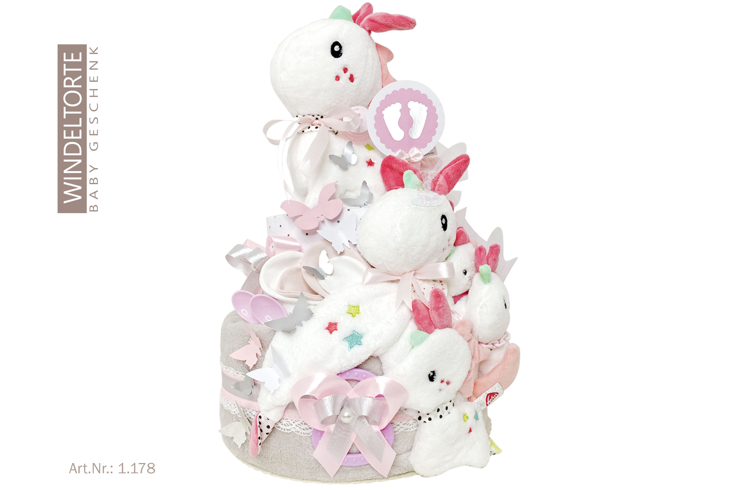 Tarta de pañales para niñas 1.178 Unicornio