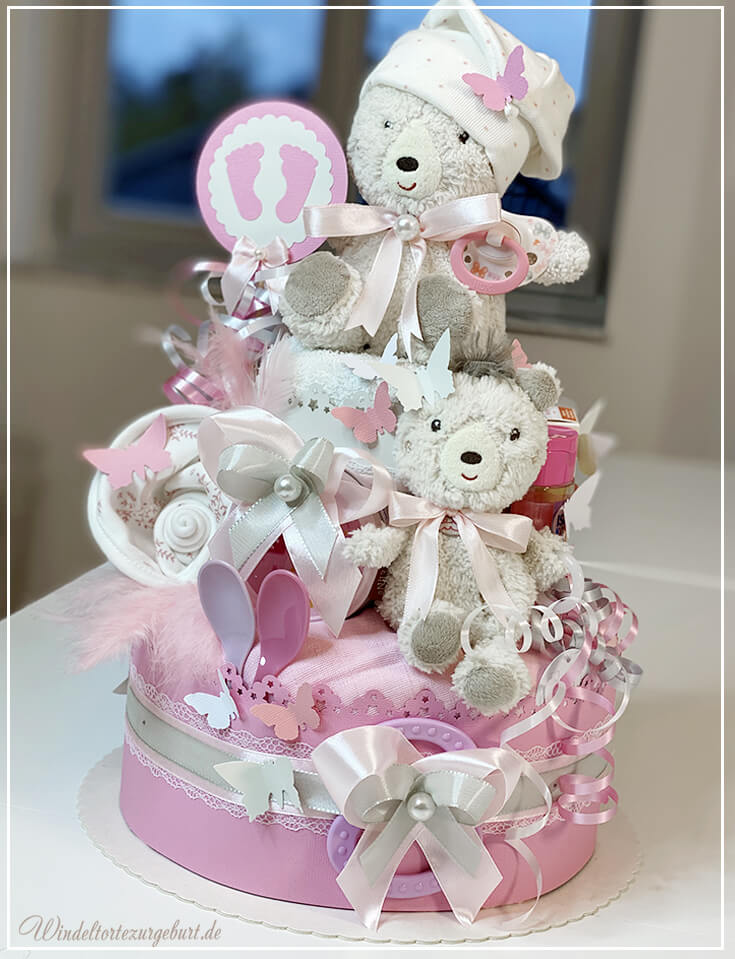 Tarta de pañales para niñas 1.182