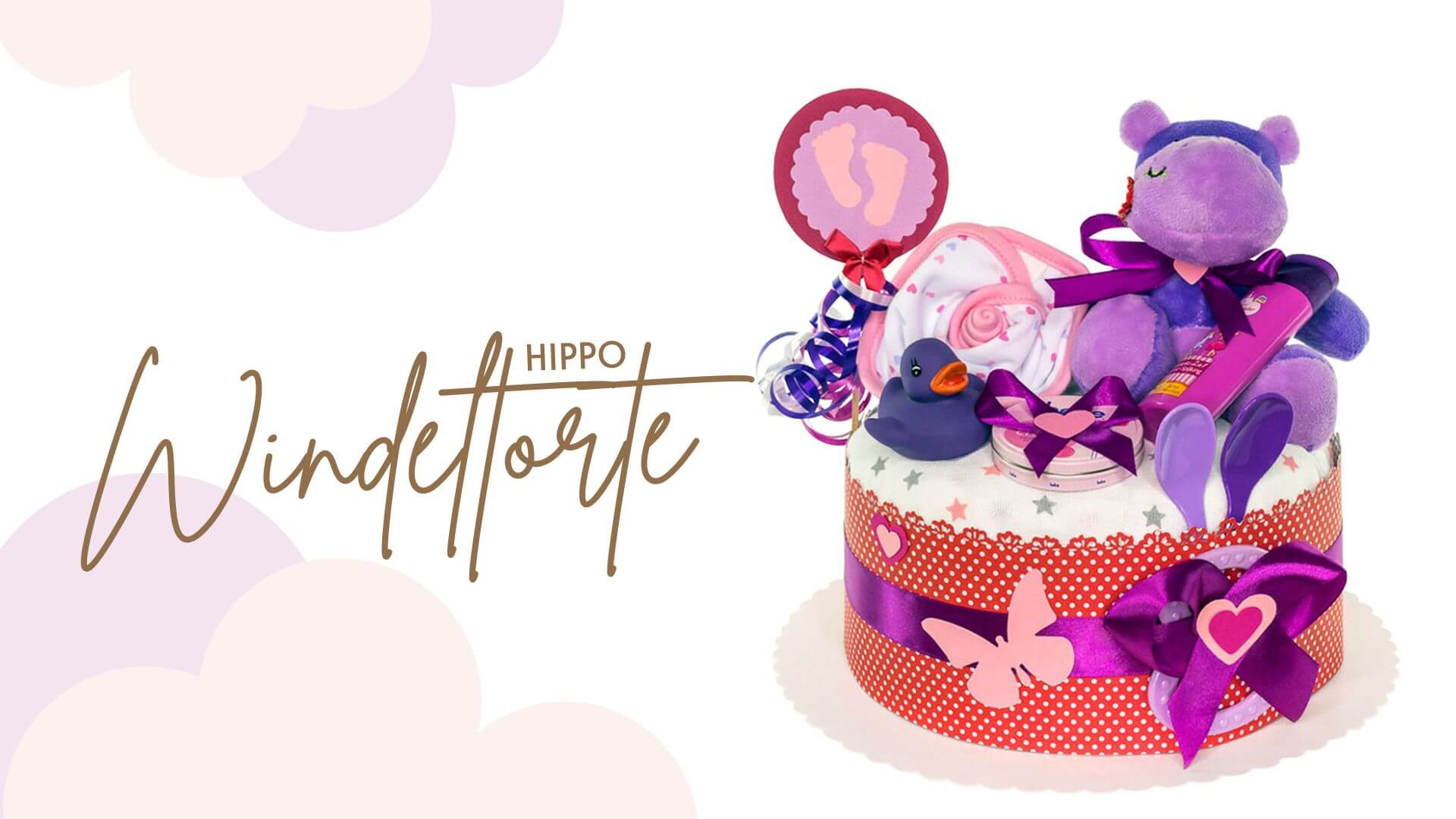 Tarta de pañales hipopótamo para niñas N.º 1.201