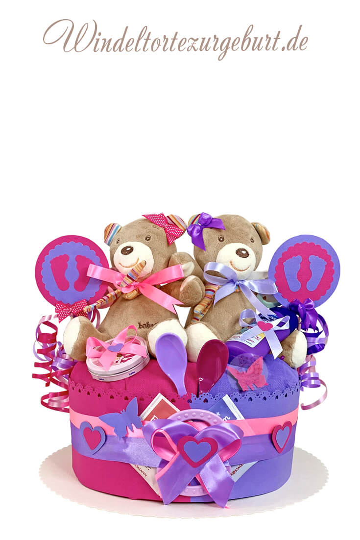 Tarta de pañales Osito Teddy para gemelos N.º 1.221