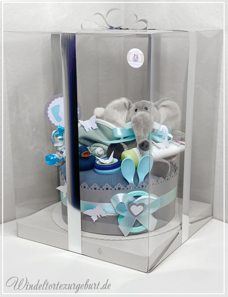 Tarta de pañales para niños 1.222 elefante