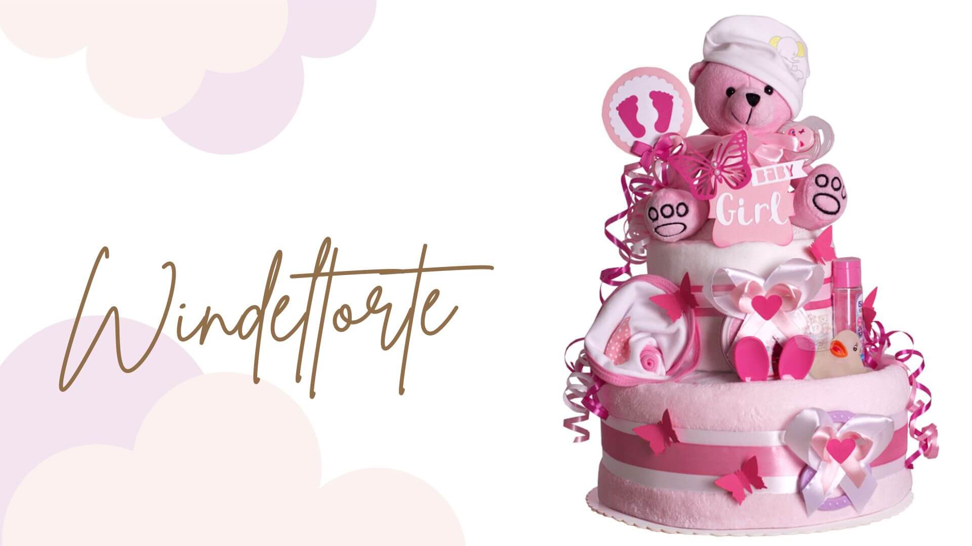 Tarta de pañales Osito Teddy para niñas N.º 1.410