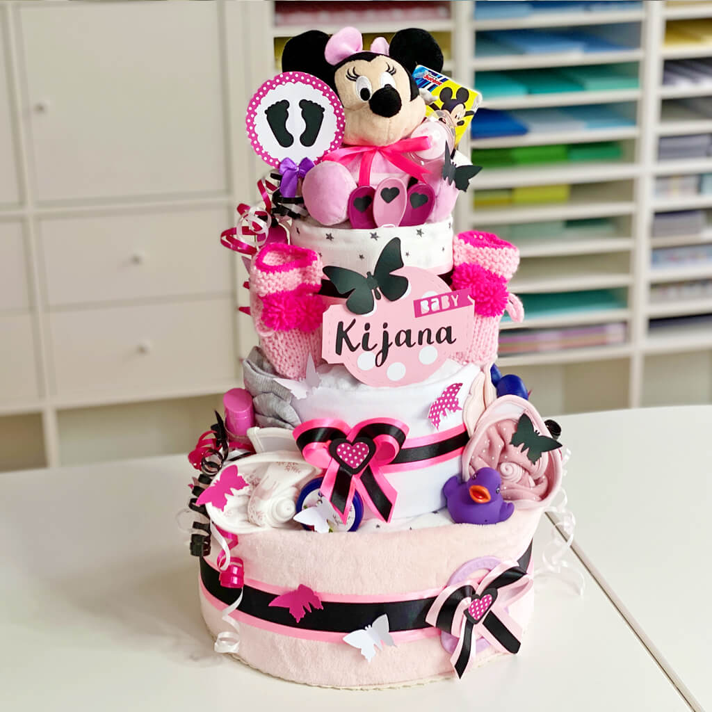 Tarta de pañales para niñas N.º 1.418 Minnie Mouse, Disney