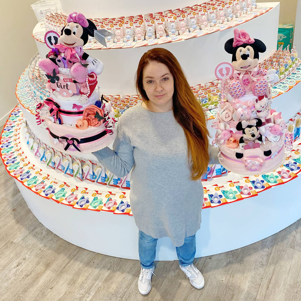 Tarta de pañales para niñas N.º 1.418 Minnie Mouse, Disney