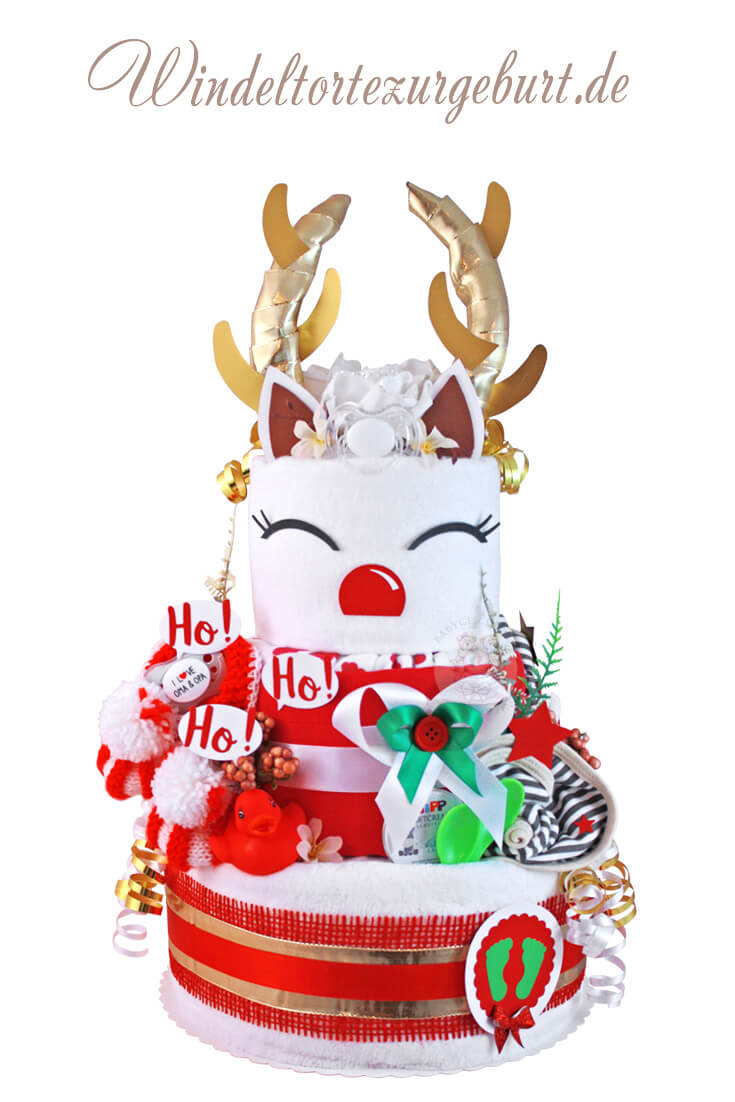 Tarta de pañales Navidad N.º 1.426 Rudolph