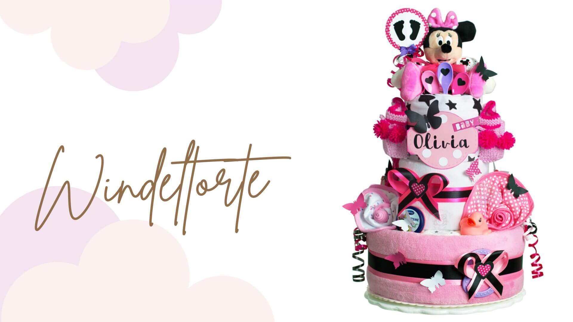 Bolo de Fraldas para Menina 1.418 Minnie Mouse, Disney